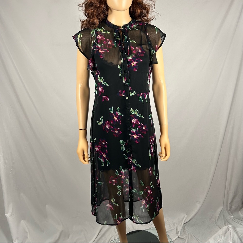 Express Layered Short Sleeve Sheer Dress with Tank Size XS